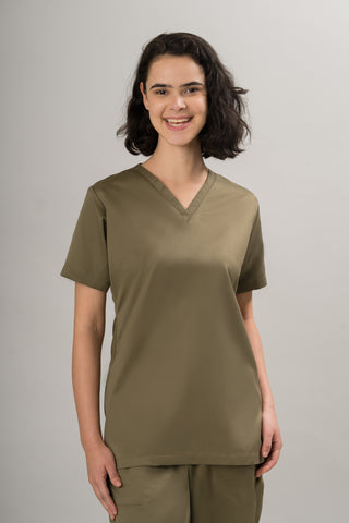 Olive Green Scrub Top- Crème Comfort