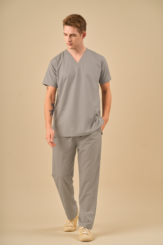 English Grey Scrub Set - Stretch Comfort