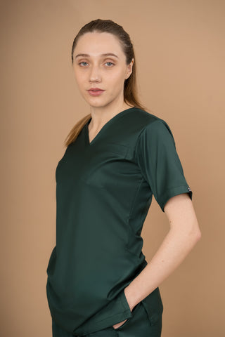 Forest Green Scrub Top- Crème Comfort